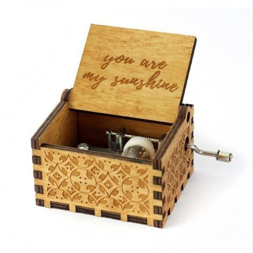 Wooden Hand Crank Music Box – Portable Melody Box