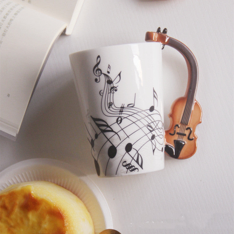 Music-Themed Ceramic Mug – Unique Instrument Handle