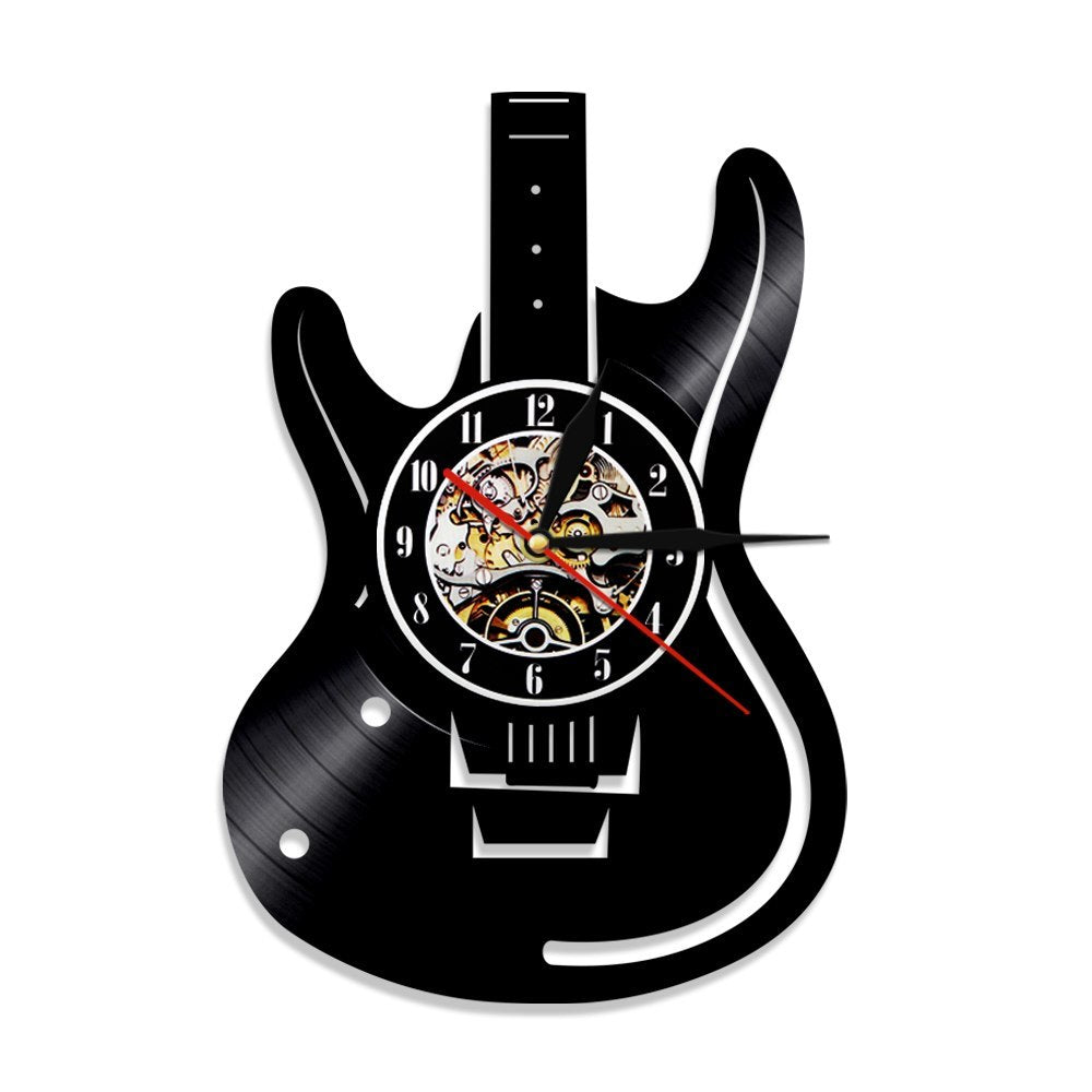 Guitar Vinyl Wall Clock – Musician Home Décor
