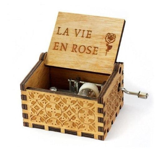 Wooden Hand Crank Music Box – Portable Melody Box