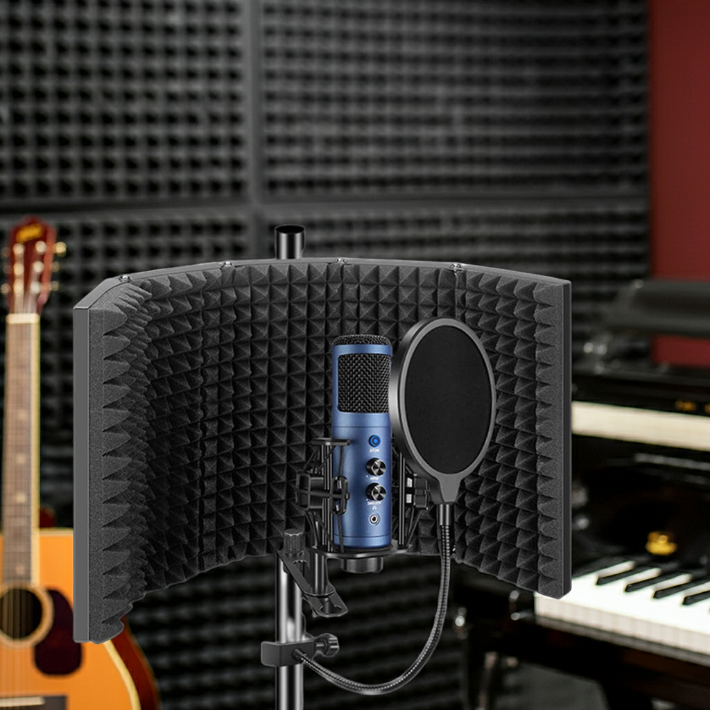Microphone Isolation Shield – Portable Foldable 5 Panel Reflection Filter