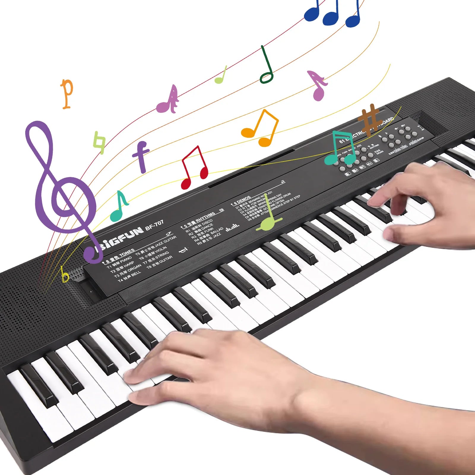 61-Key Electronic Keyboard Piano – Dual Speakers with Microphone for Beginners