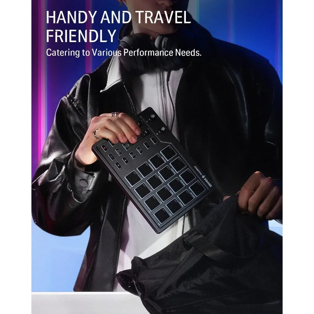 Donner Drum Pad Controller – Professional Drum Machine with Faders & Knobs for Music Production