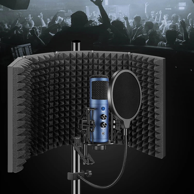 Microphone Isolation Shield – Portable Foldable 5 Panel Reflection Filter