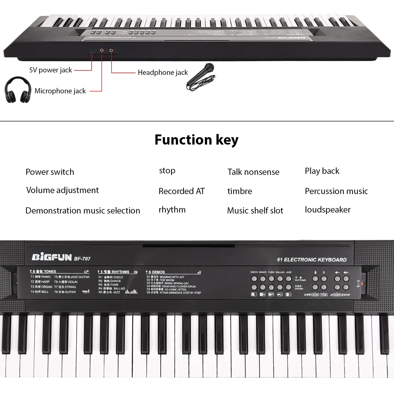 61-Key Electronic Keyboard Piano – Dual Speakers with Microphone for Beginners