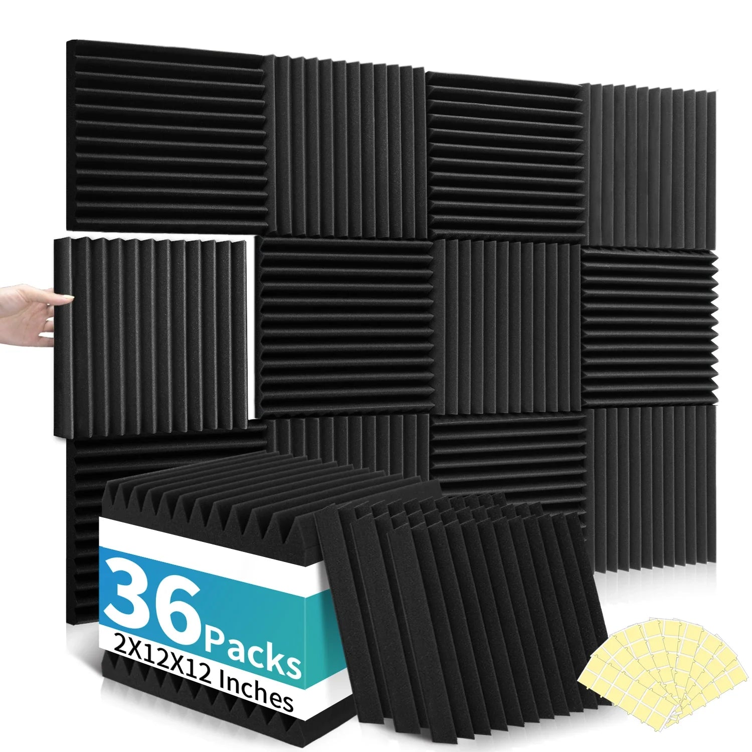 Acoustic Foam Panels – 36 Pack Soundproofing Wall Wedges