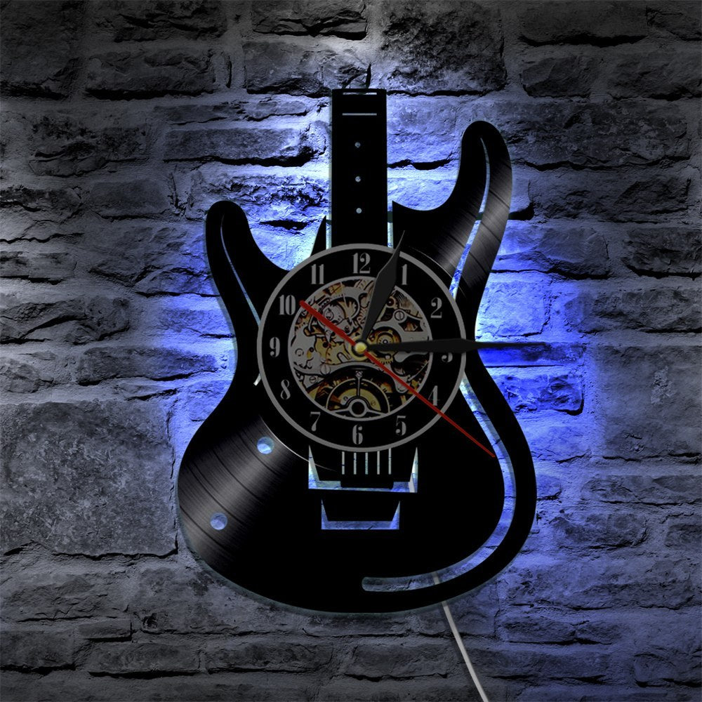 Guitar Vinyl Wall Clock – Musician Home Décor