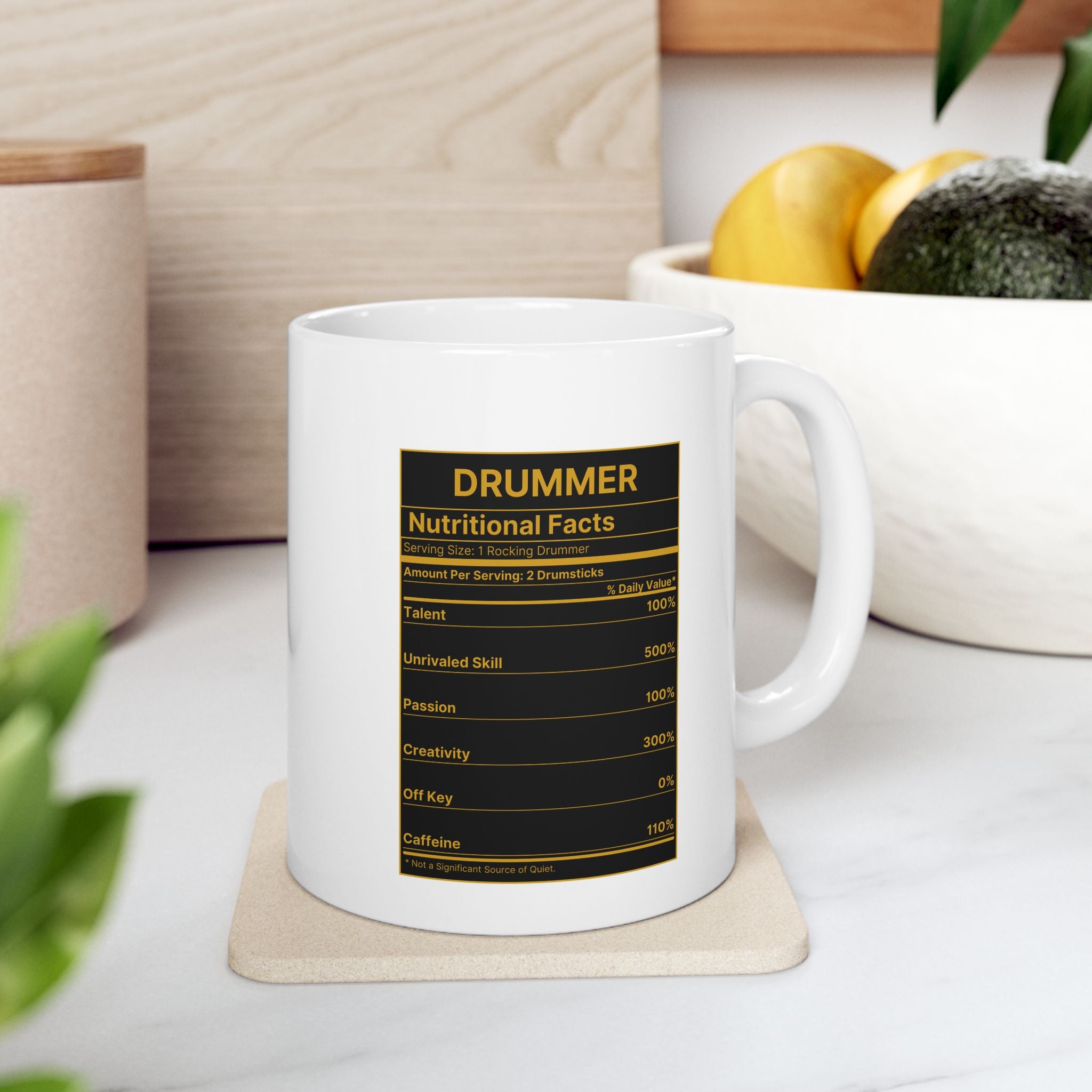Drummer Nutritional Facts Mug – Drummer Gift Coffee Mug