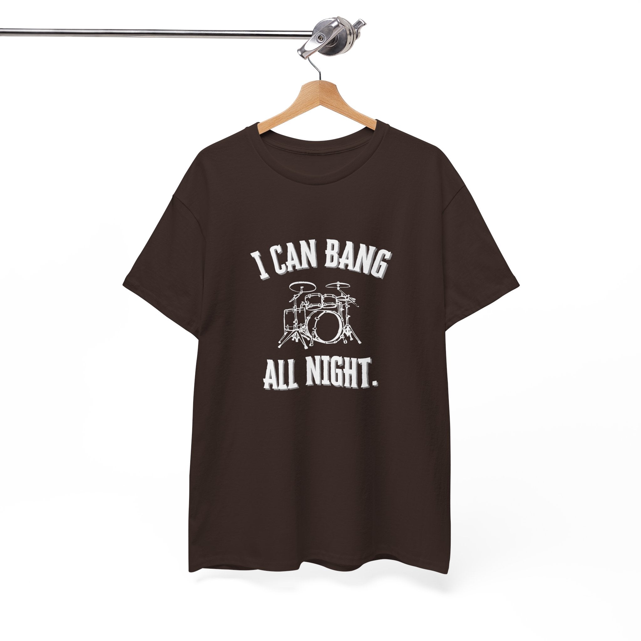 I Can Bang All Night T-Shirt - Vintage Drum Set Graphic Tee for Drummers