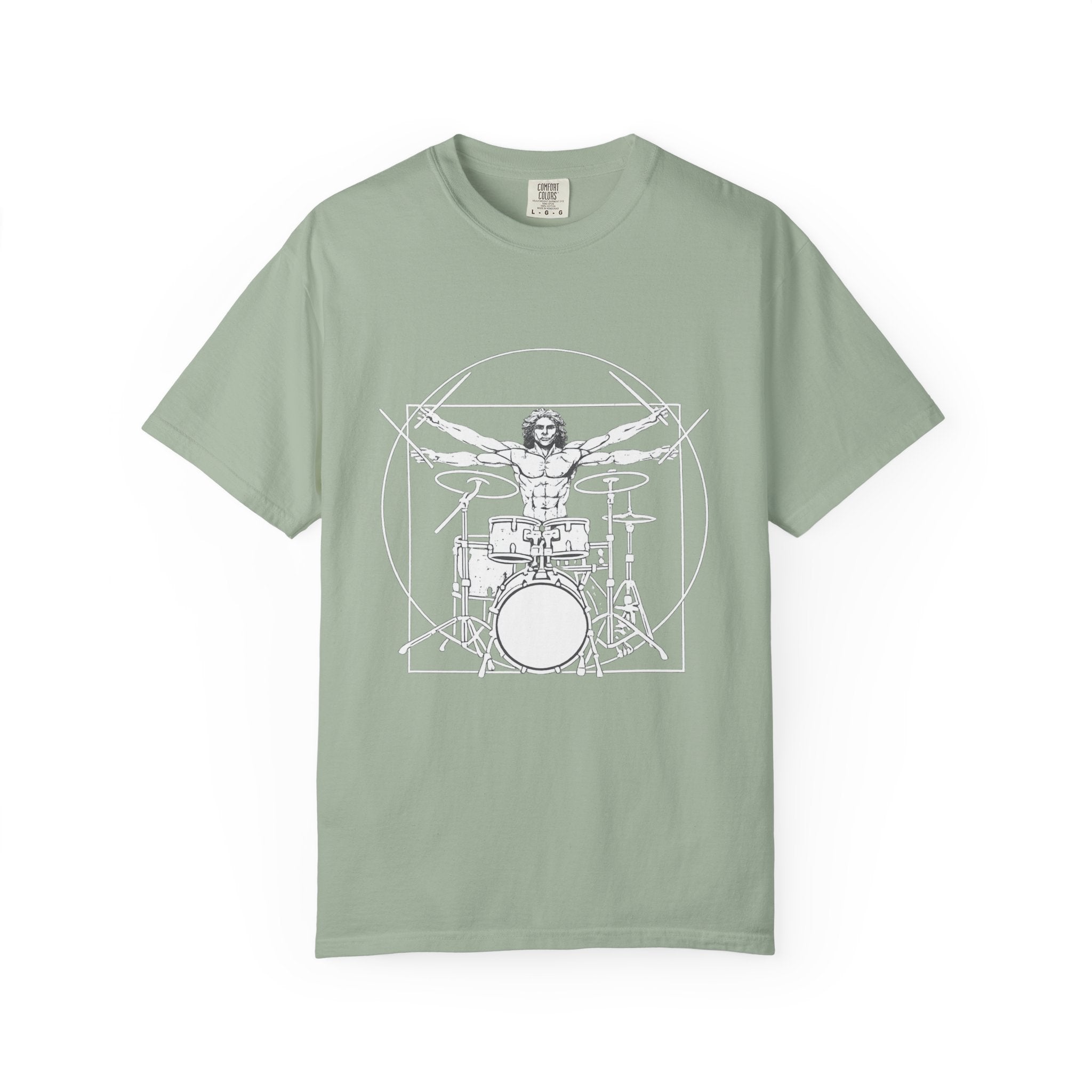Drummer Vitruvian T-Shirt - Da Vinci Drummer Graphic Tee
