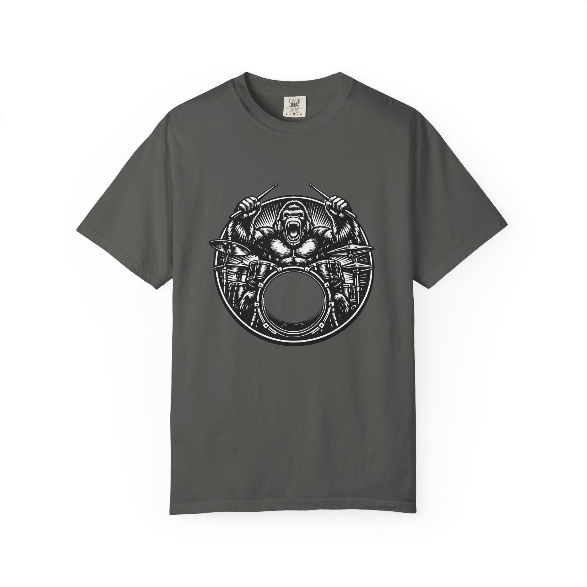 Drummer Gorilla Graphic T-Shirt - Vintage Rock Band Tee