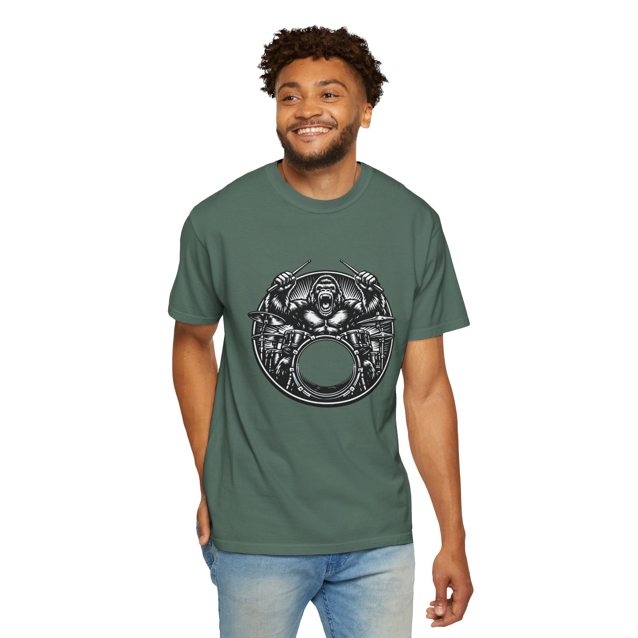 Drummer Gorilla Graphic T-Shirt - Vintage Rock Band Tee