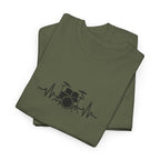 Drummer Heartbeat Lifeline T-Shirt - Drum Kit Graphic Tee Music Shirt