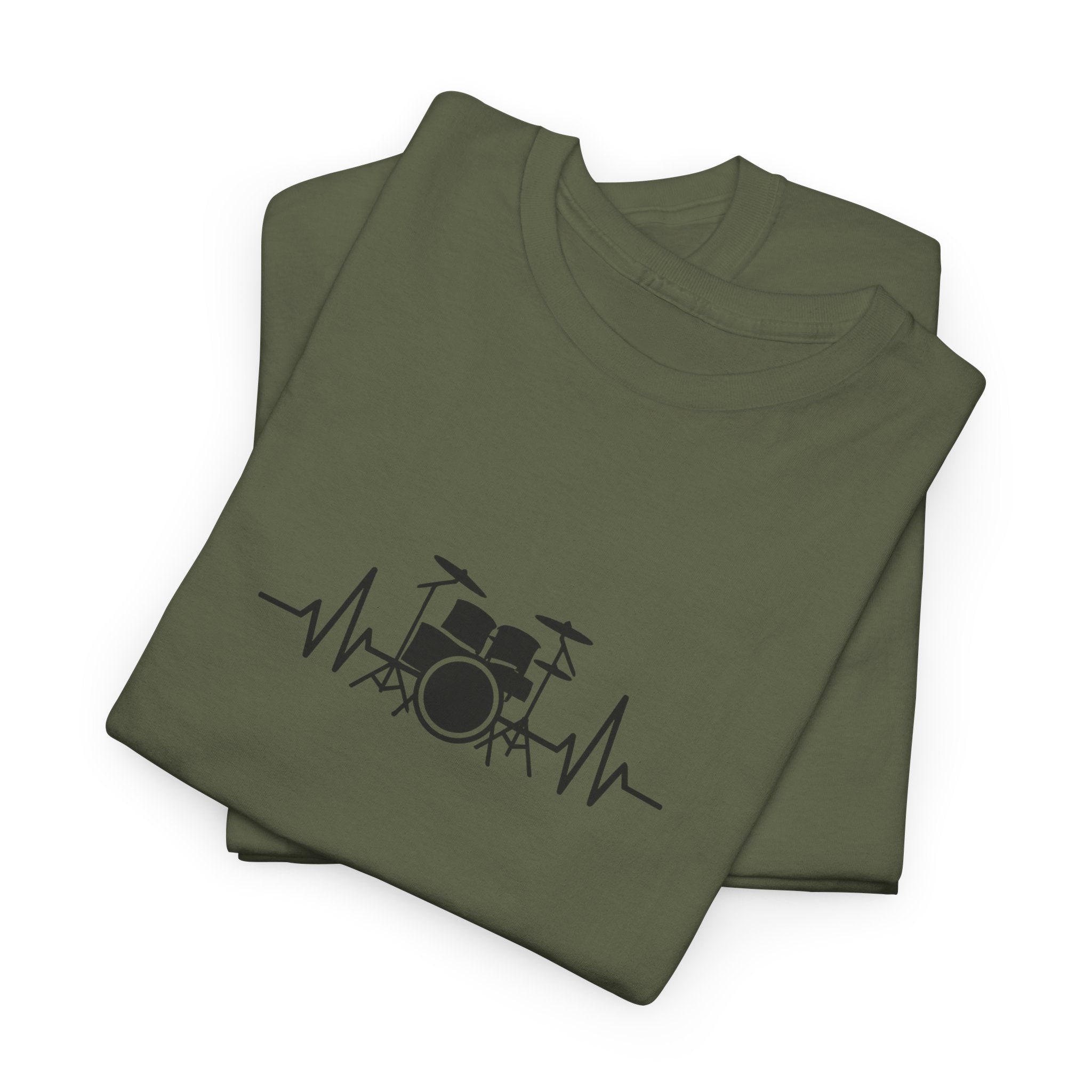 Drummer Heartbeat Lifeline T-Shirt - Drum Kit Graphic Tee Music Shirt