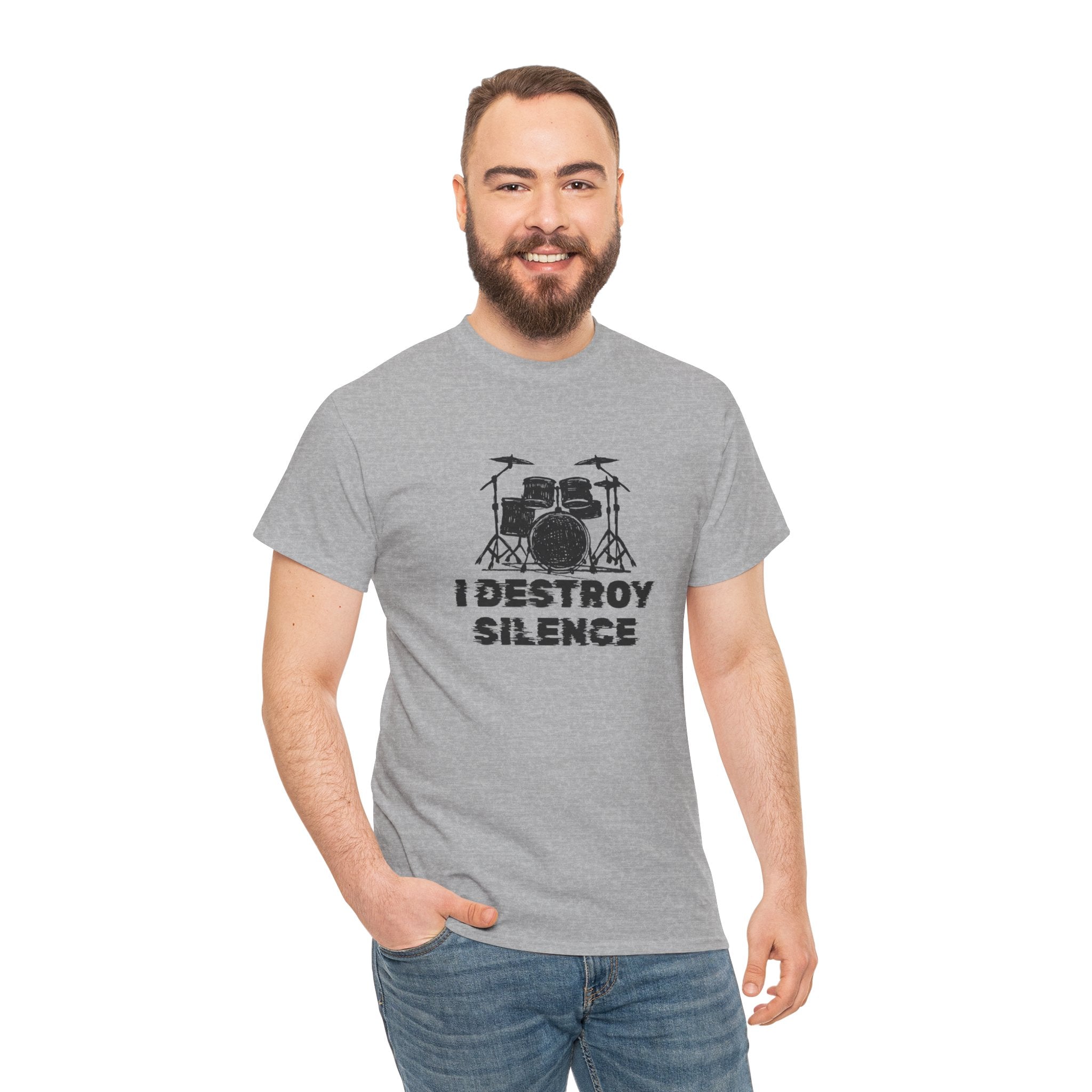 I Destroy Silence T-Shirt - Drummer Graphic Tee Drum Kit Music Shirt