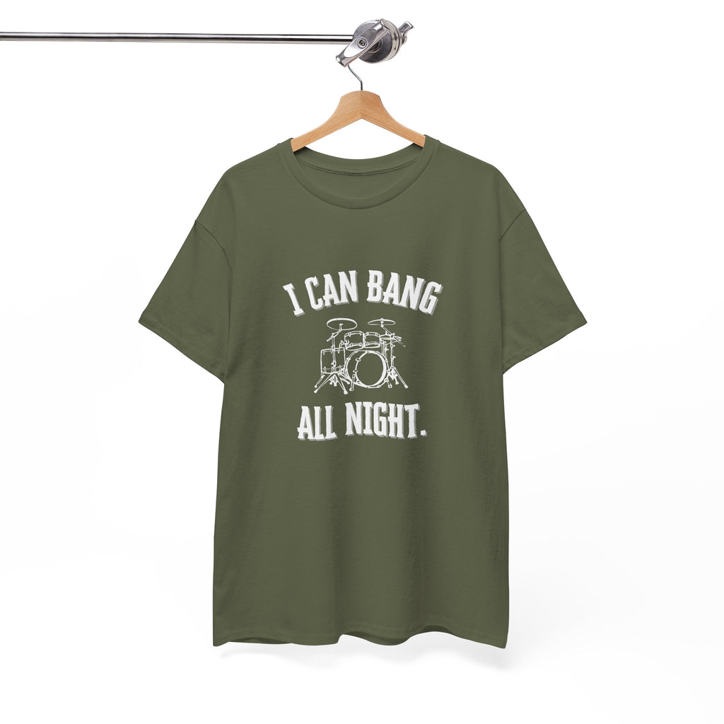 I Can Bang All Night T-Shirt - Vintage Drum Set Graphic Tee for Drummers