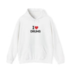 I Heart Drums Hoodie - Funny Drummer Gift Sweatshirt, Drumming Lover Hoodie, Gift for Drummer, Percussion Music Hoodie, Drum Player Gift Idea