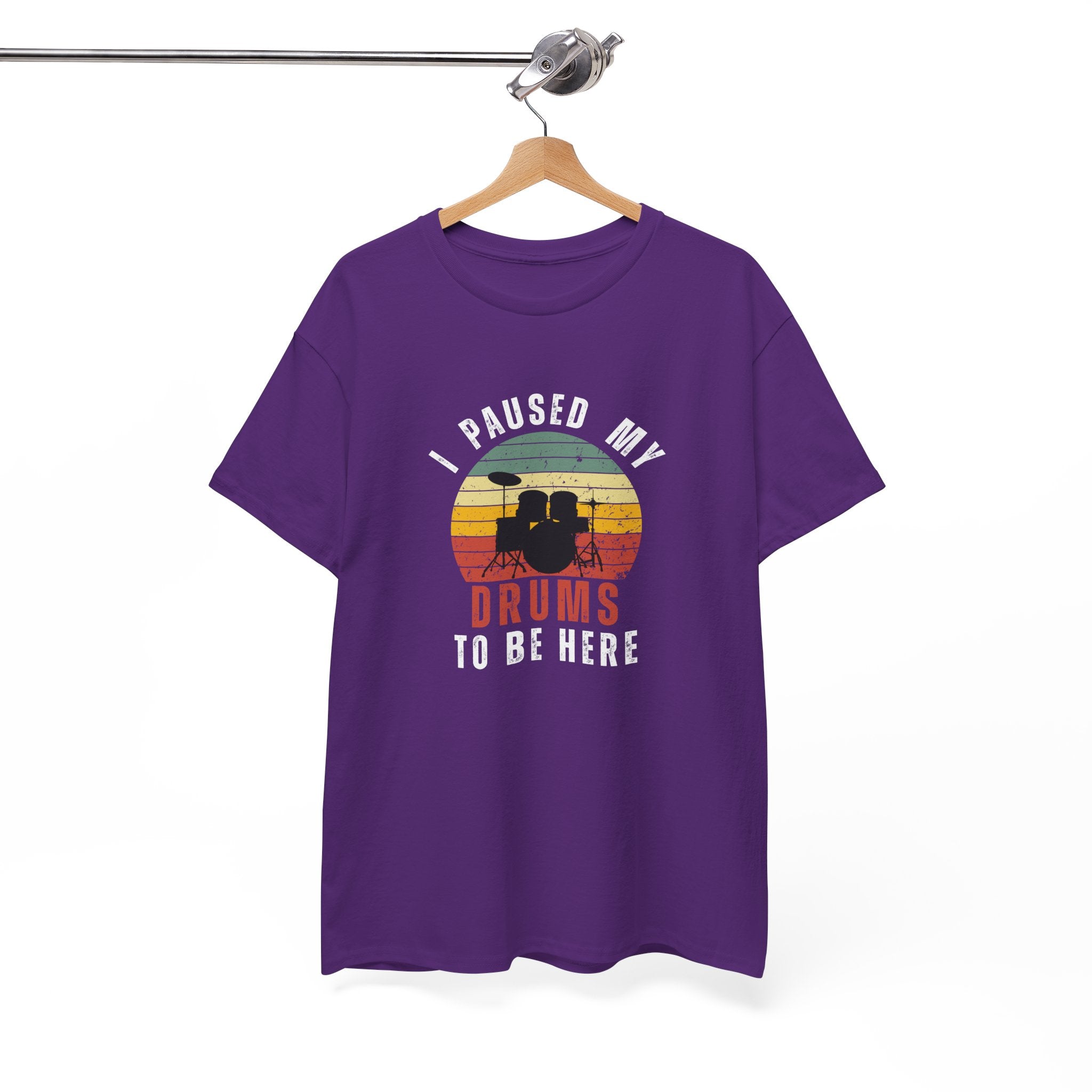 I Paused My Drums to Be Here T-Shirt - Retro Drum Kit Graphic Tee for Drummers
