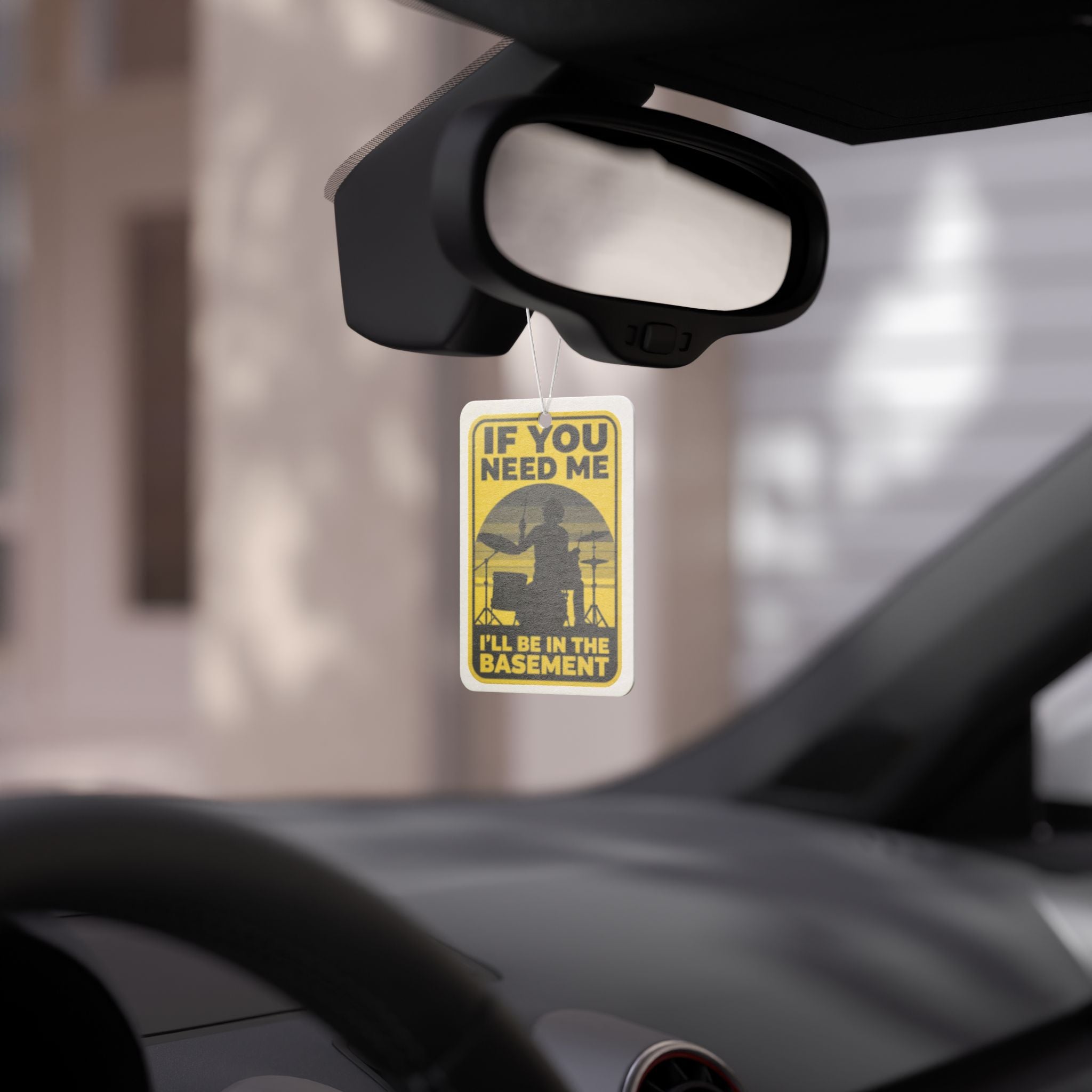 I'll Be In The Basement Drummer Car Freshener – Drum Player Car Accessory