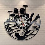 Drum Set Vinyl Record Wall Clock – 12" Music-Themed Wall Clock