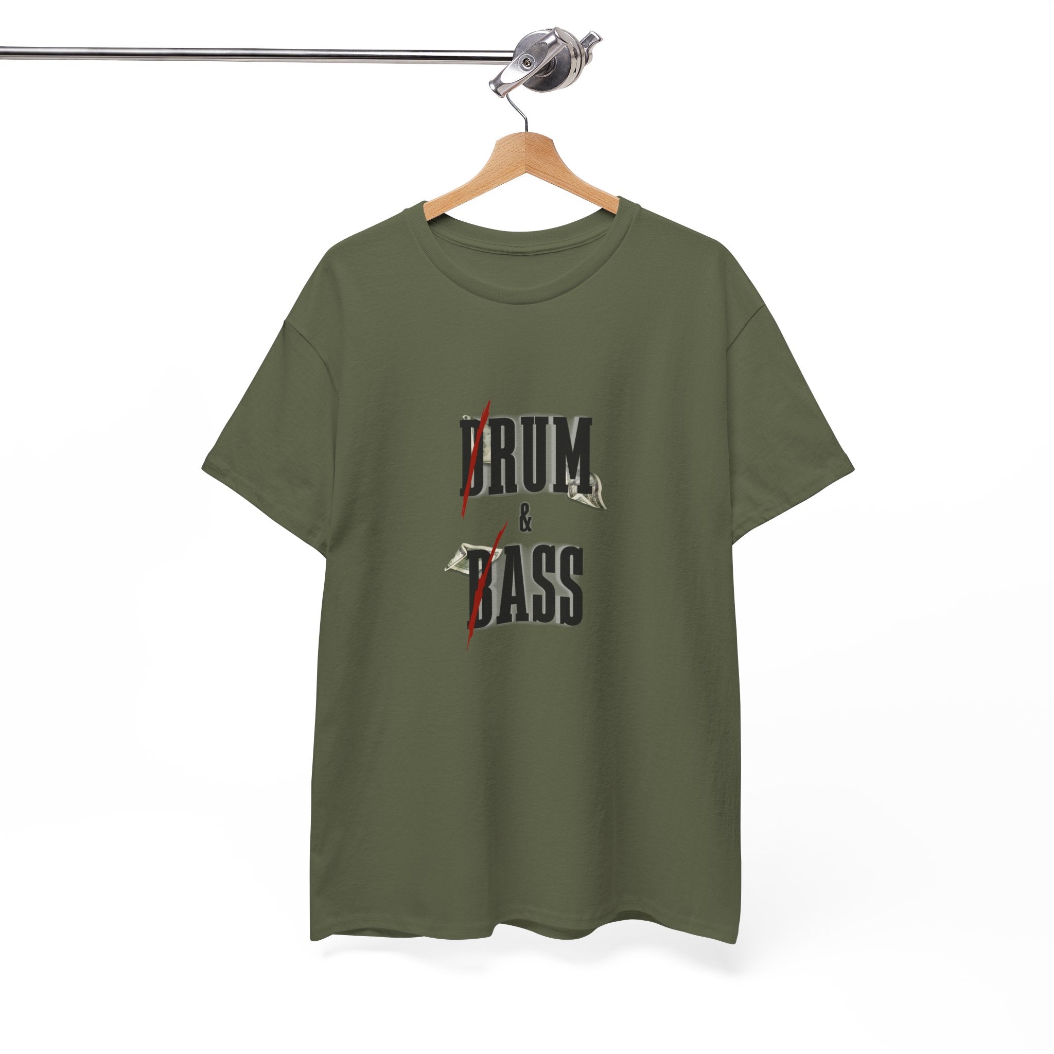Drum and Bass T-Shirt - Funny Drummer Graphic Tee Rum & Ass Money Music Shirt