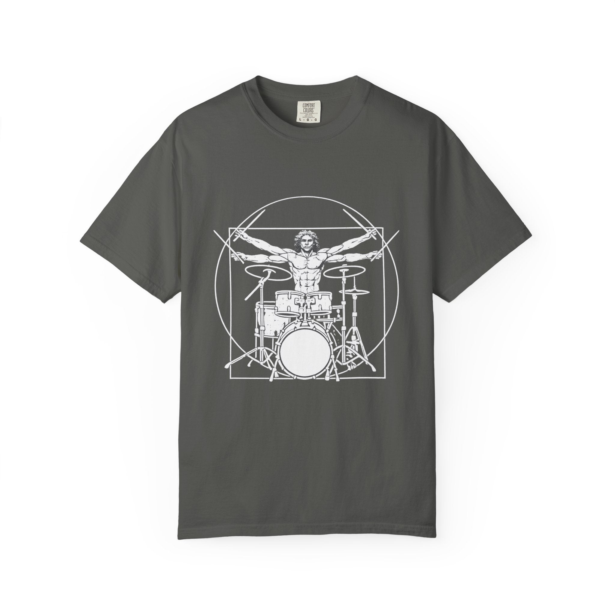 Drummer Vitruvian T-Shirt - Da Vinci Drummer Graphic Tee