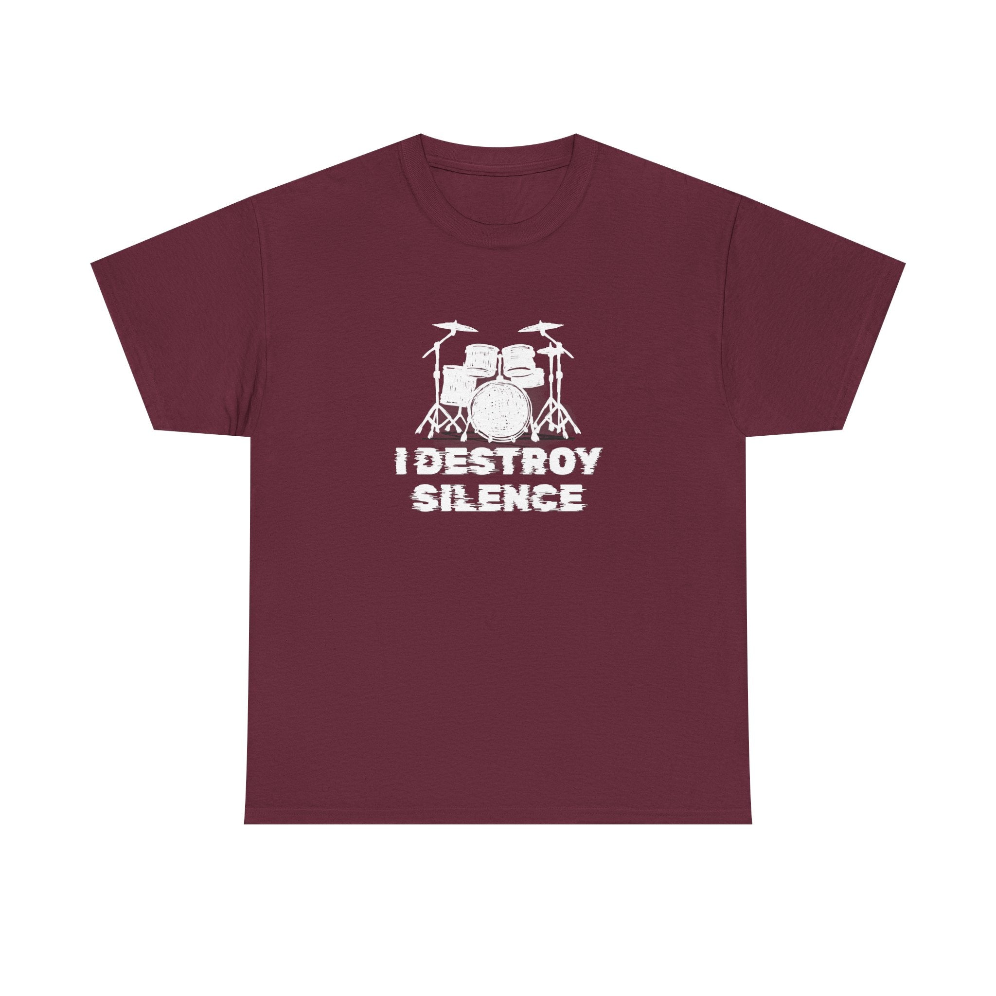 I Destroy Silence T-Shirt - Drummer Graphic Tee Drum Kit Music Shirt