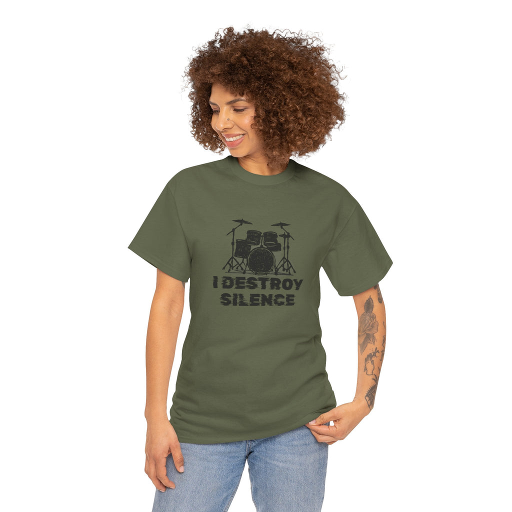 I Destroy Silence T-Shirt - Drummer Graphic Tee Drum Kit Music Shirt