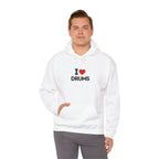 I Heart Drums Hoodie - Funny Drummer Gift Sweatshirt, Drumming Lover Hoodie, Gift for Drummer, Percussion Music Hoodie, Drum Player Gift Idea