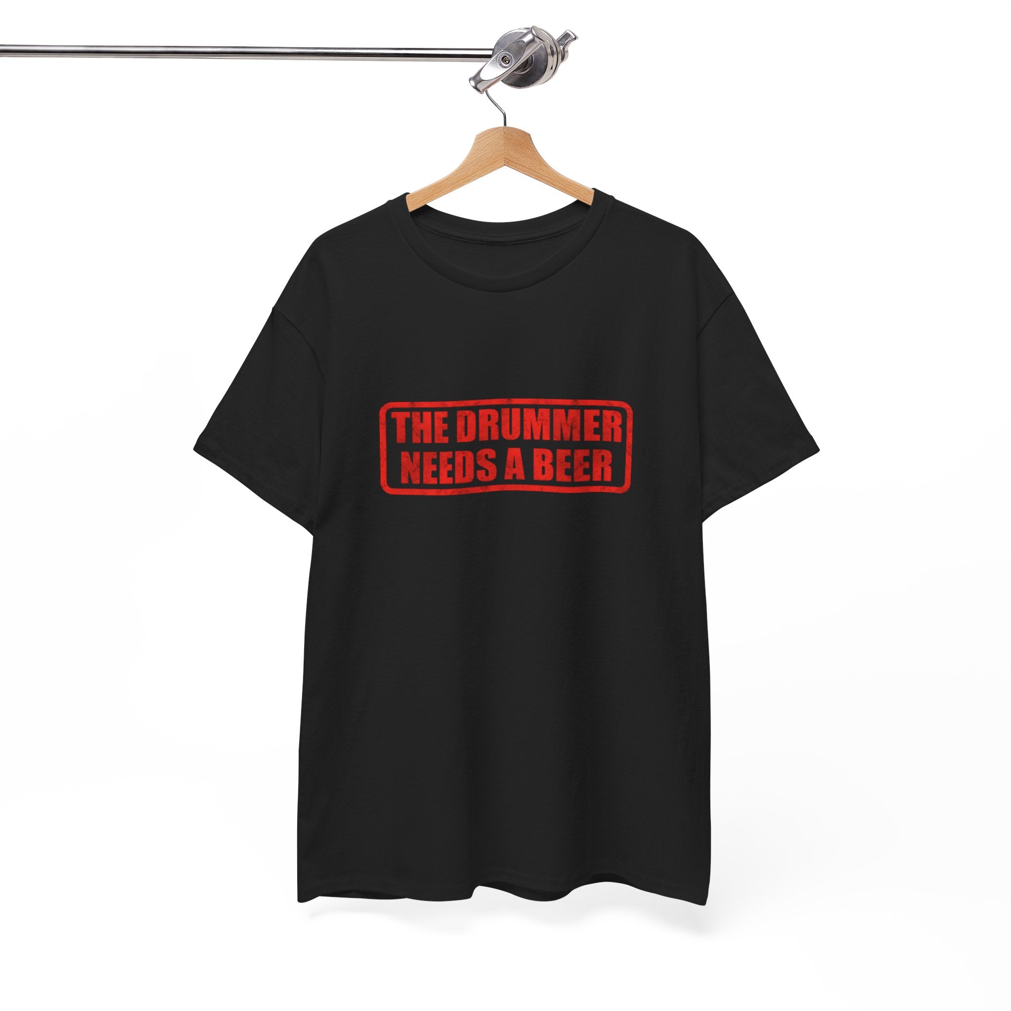 The Drummer Needs A Beer T-Shirt - Funny Musician Tee for Drum Players & Band Gifts