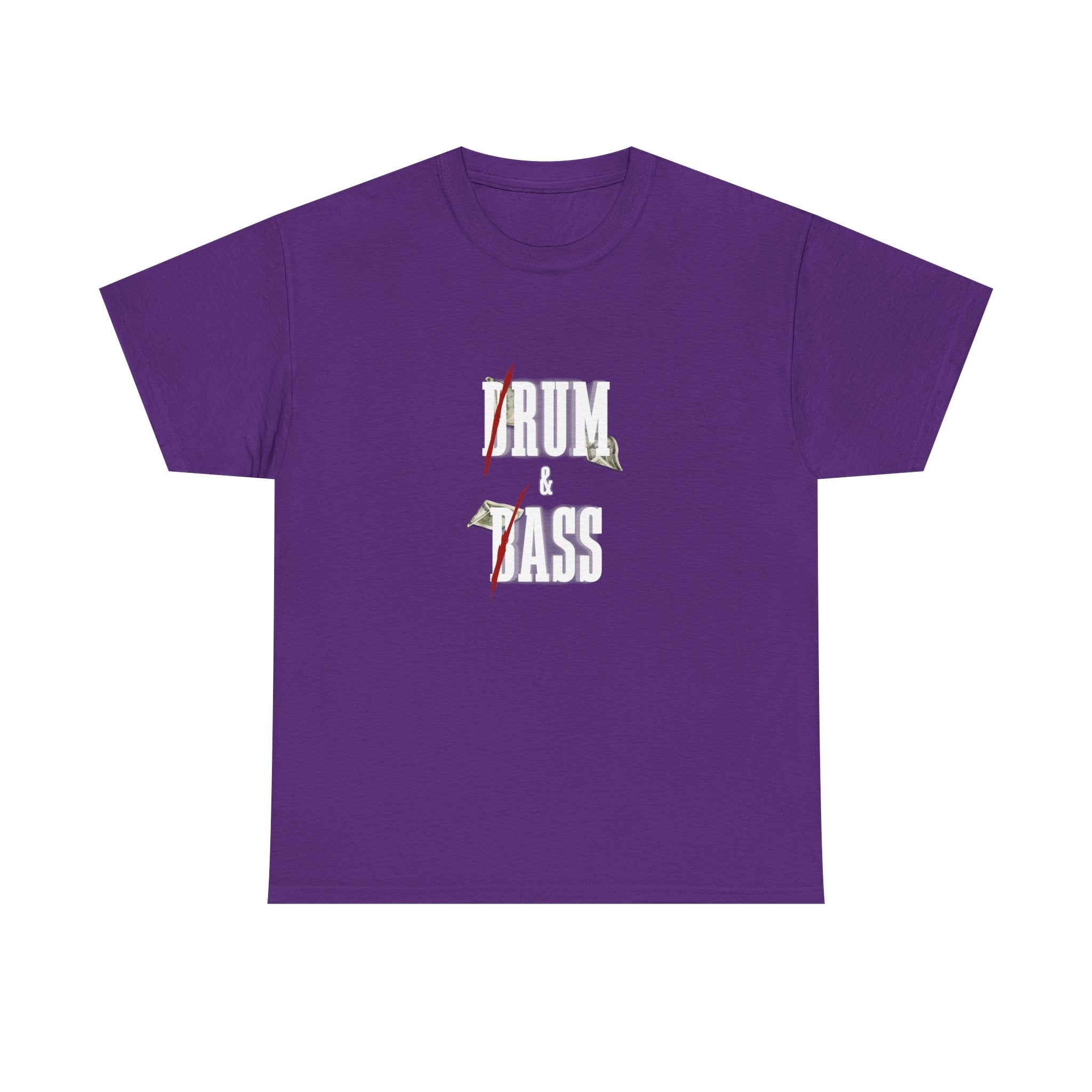 Drum and Bass T-Shirt - Funny Drummer Graphic Tee Rum & Ass Money Music Shirt