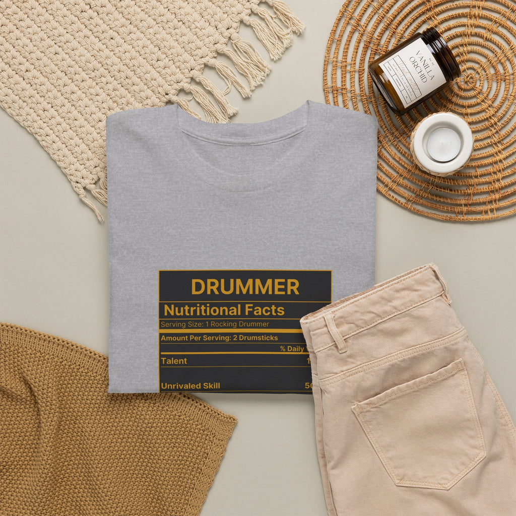 Drummer Nutritional Facts T-Shirt – Drummer Gift Shirt, Percussion Player Tee