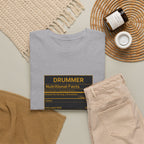 Drummer Nutritional Facts T-Shirt – Drummer Gift Shirt, Percussion Player Tee