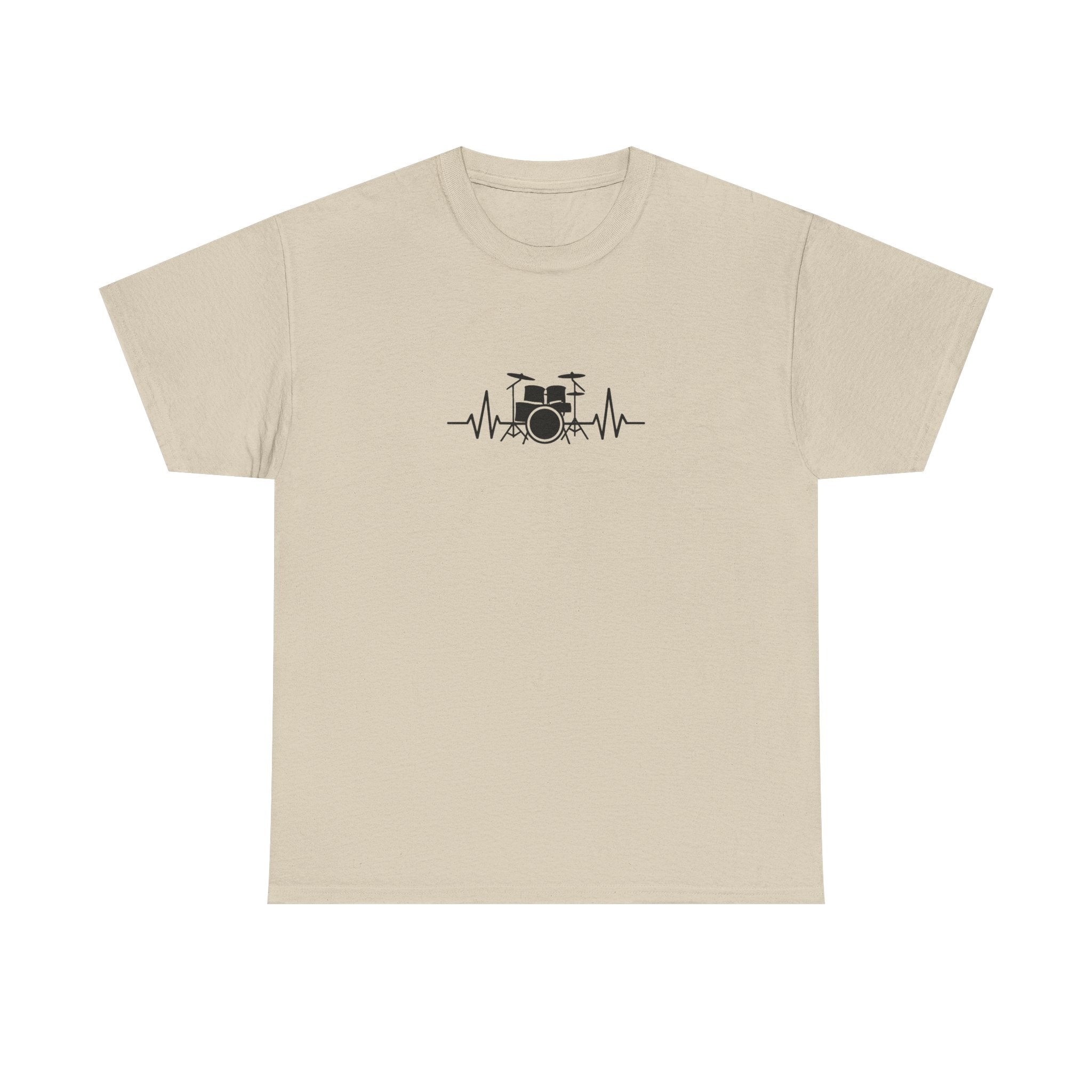 Drummer Heartbeat Lifeline T-Shirt - Drum Kit Graphic Tee Music Shirt