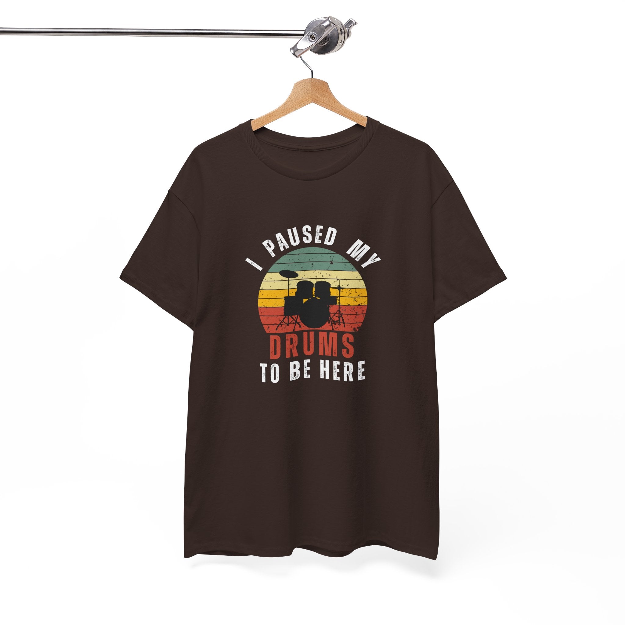 I Paused My Drums to Be Here T-Shirt - Retro Drum Kit Graphic Tee for Drummers