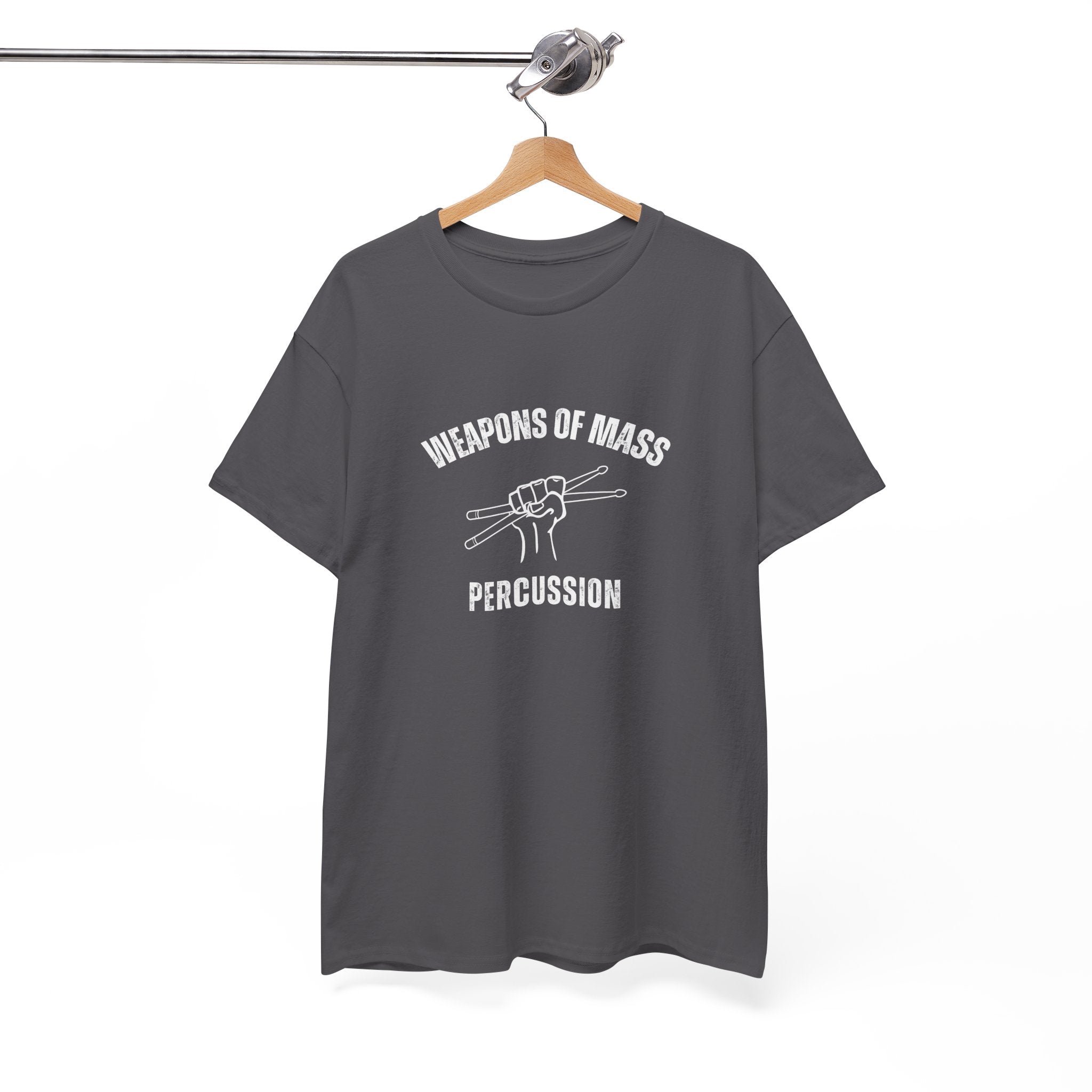 Weapons of Mass Percussion T-Shirt - Drummer Graphic Tee Music Rhythm Shirt