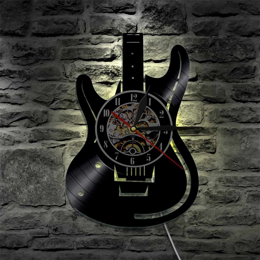 Guitar Vinyl Wall Clock – Musician Home Décor