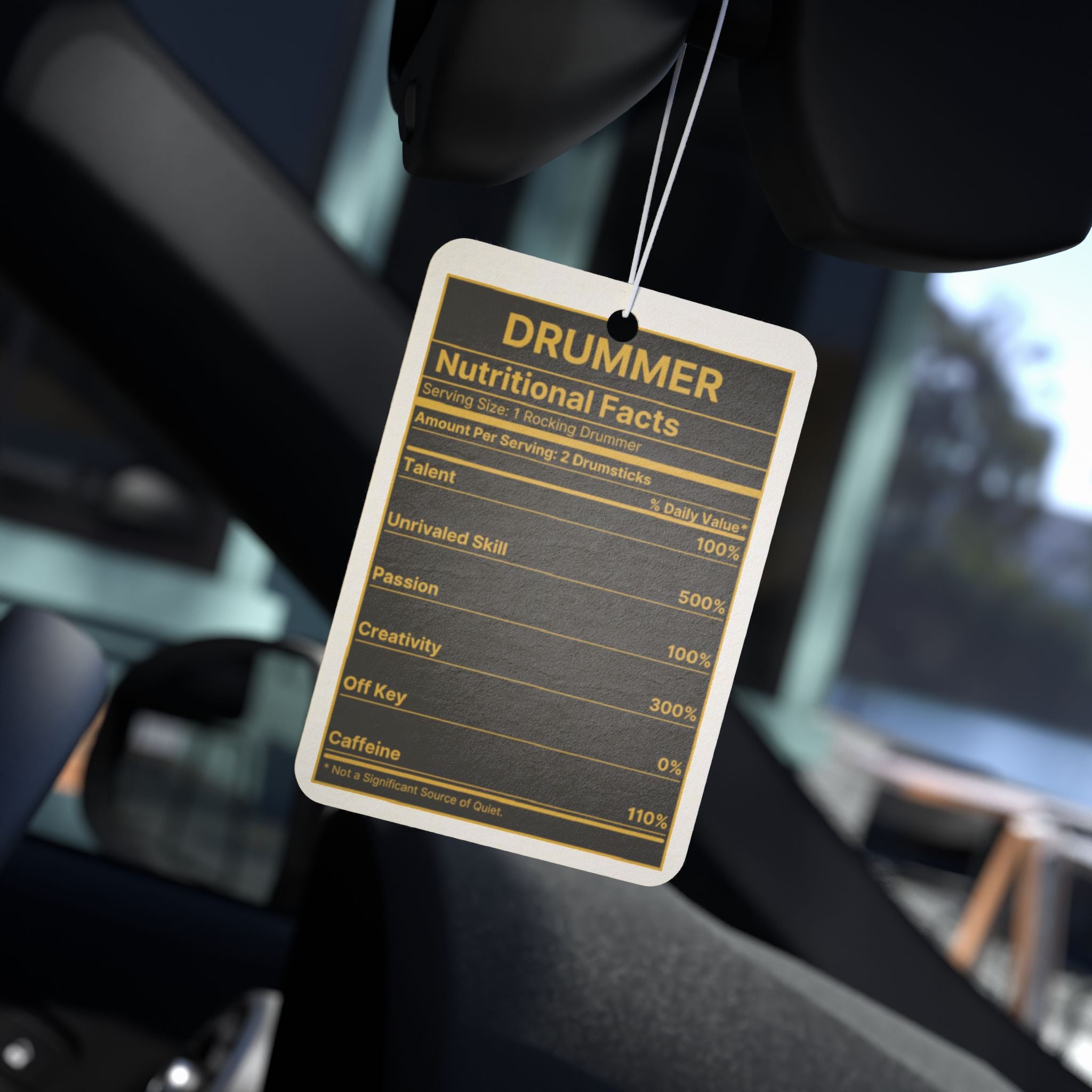 Drummer Nutritional Facts Car Freshener – Drummer Gift Car Accessory
