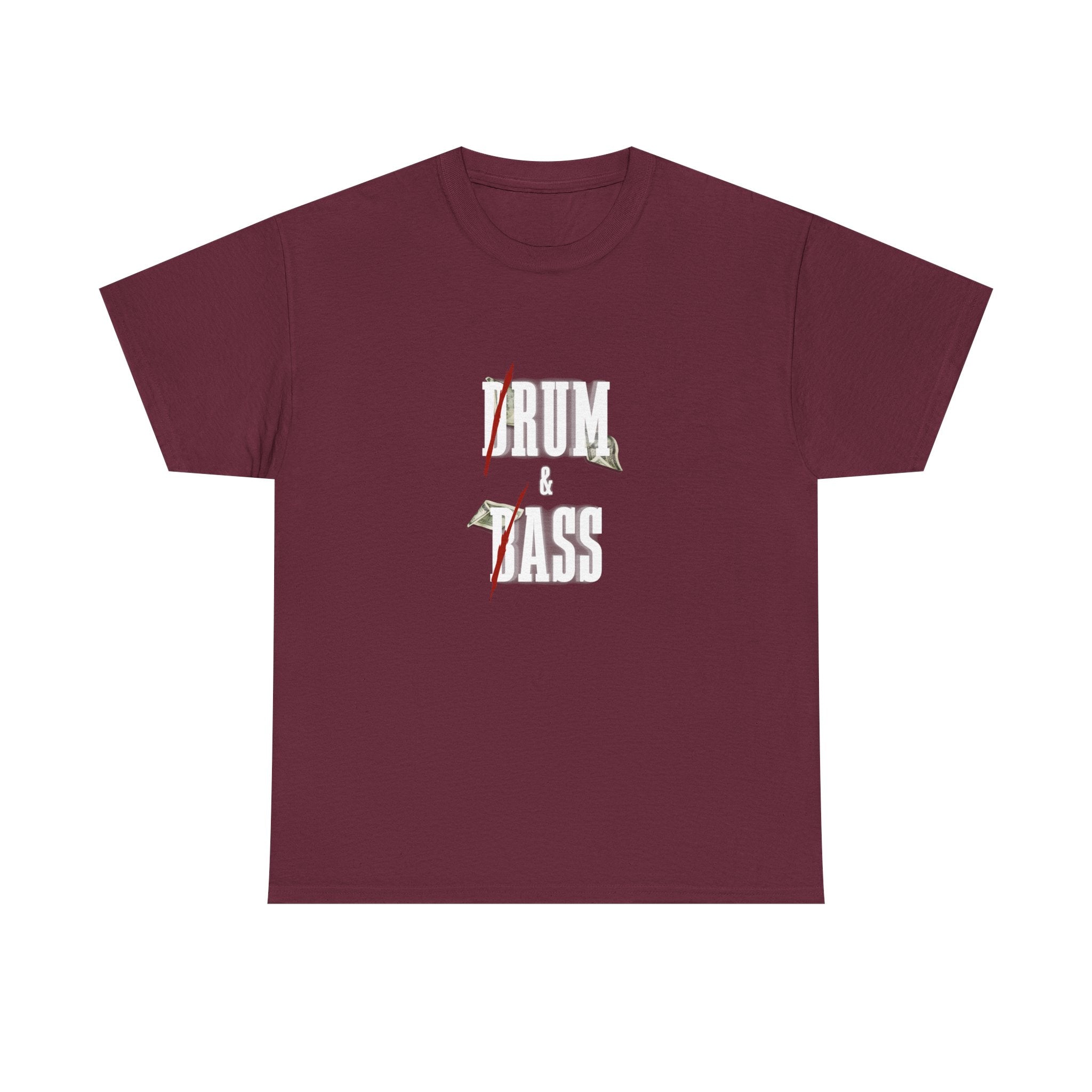 Drum and Bass T-Shirt - Funny Drummer Graphic Tee Rum & Ass Money Music Shirt