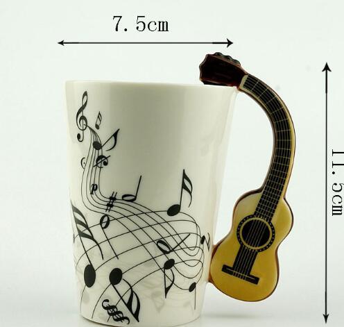 Music-Themed Ceramic Mug – Unique Instrument Handle