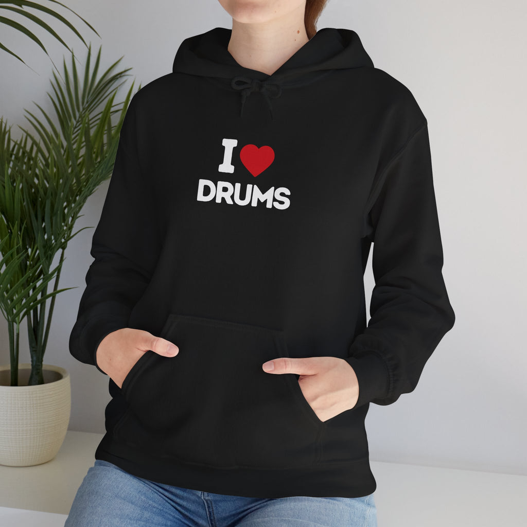I Heart Drums Hoodie - Funny Drummer Gift Sweatshirt, Drumming Lover Hoodie, Gift for Drummer, Percussion Music Hoodie, Drum Player Gift Idea