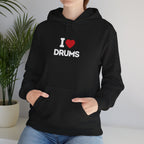 I Heart Drums Hoodie - Funny Drummer Gift Sweatshirt, Drumming Lover Hoodie, Gift for Drummer, Percussion Music Hoodie, Drum Player Gift Idea