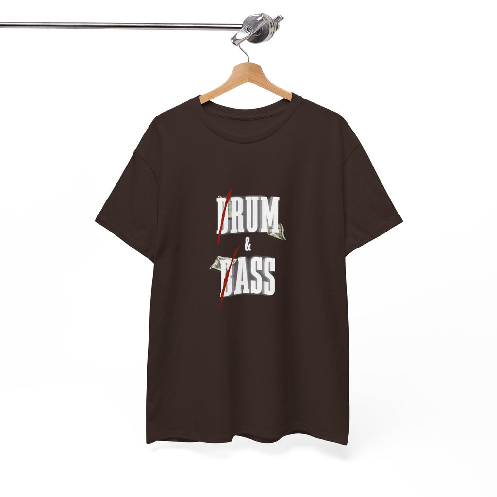 Drum and Bass T-Shirt - Funny Drummer Graphic Tee Rum & Ass Money Music Shirt