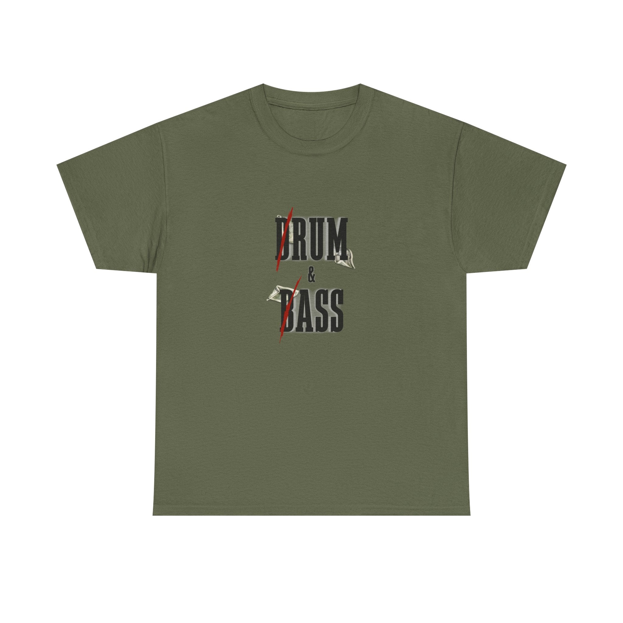 Drum and Bass T-Shirt - Funny Drummer Graphic Tee Rum & Ass Money Music Shirt