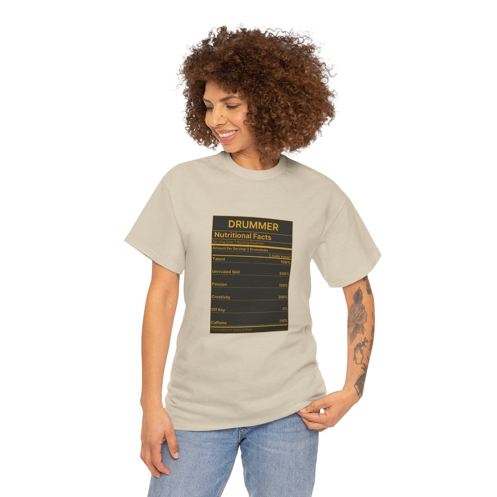 Drummer Nutritional Facts T-Shirt – Drummer Gift Shirt, Percussion Player Tee