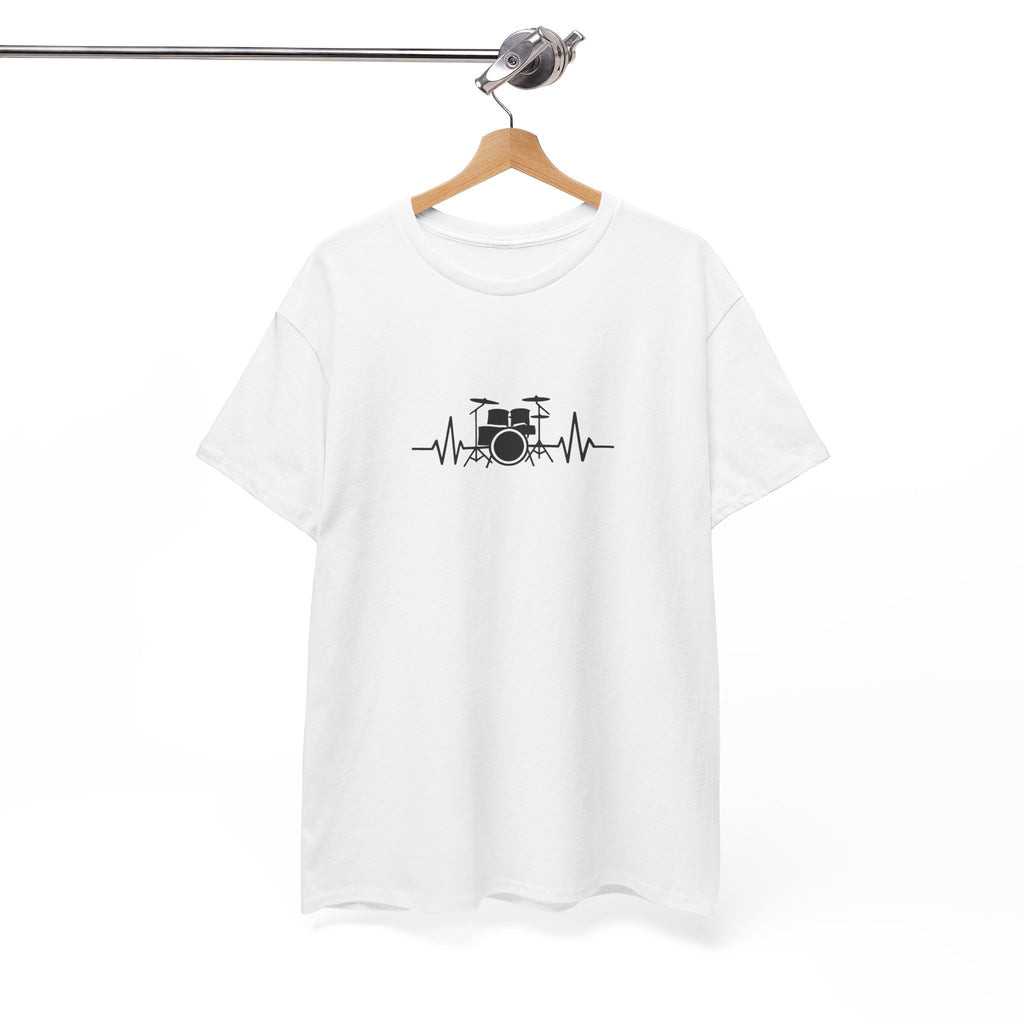 Drummer Heartbeat Lifeline T-Shirt - Drum Kit Graphic Tee Music Shirt