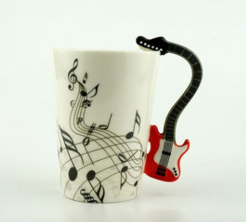 Music-Themed Ceramic Mug – Unique Instrument Handle