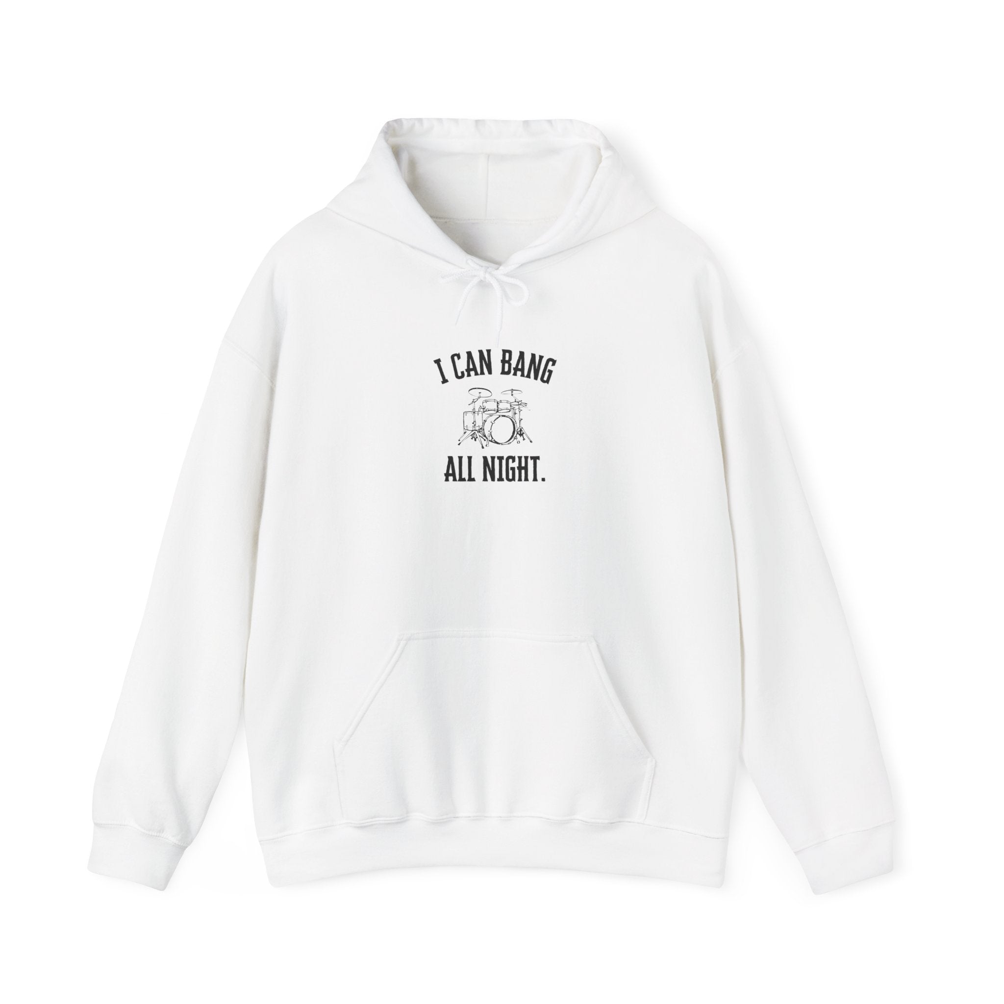 I Can Bang All Night Hoodie - Vintage Drum Set Sweatshirt for Drummers