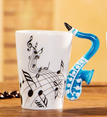 Music-Themed Ceramic Mug – Unique Instrument Handle