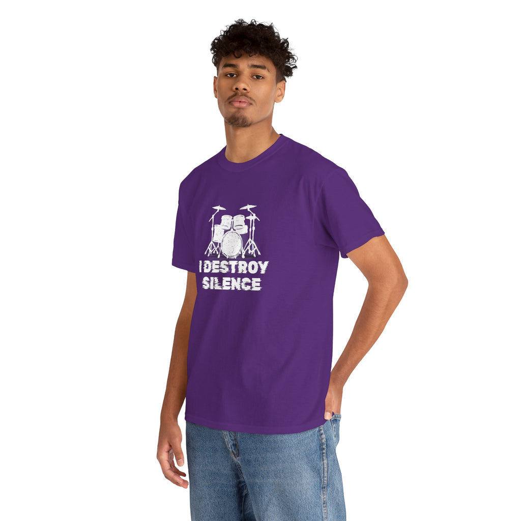 I Destroy Silence T-Shirt - Drummer Graphic Tee Drum Kit Music Shirt